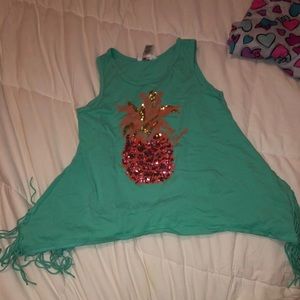 Girls guess top sequin pineapple sz10/12